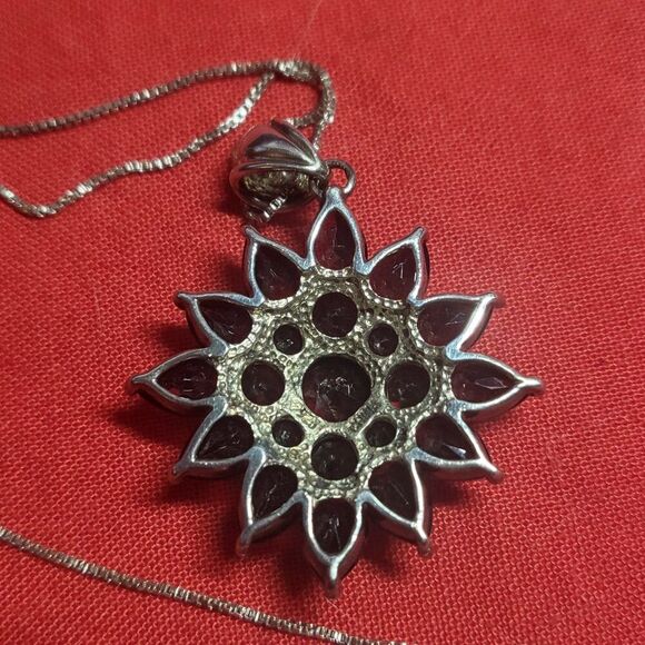 Mozambique Garnet Cluster Pendant in Sterling Silver - Picture 3 of 7